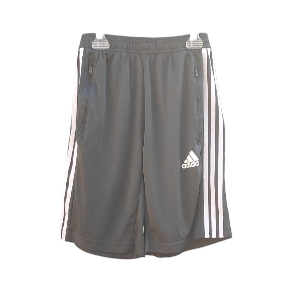Adidas Gym/Athletic Shorts Grey with White Stripes Boy's Size Small